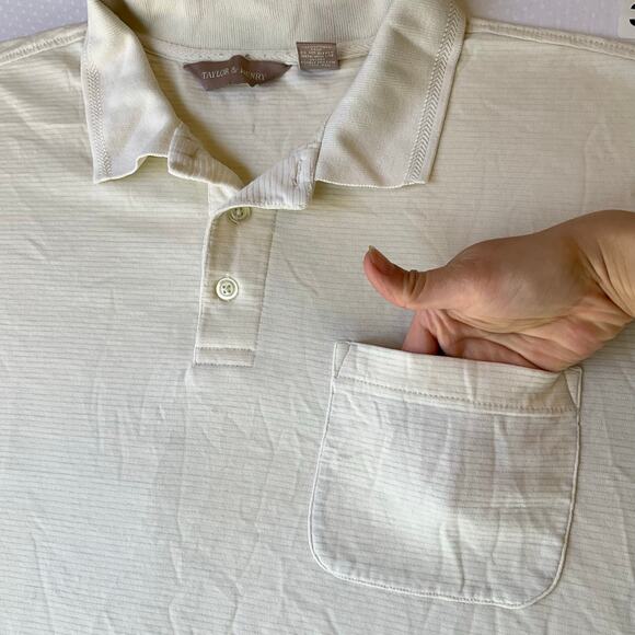 Taylor & Henry Men Polo Shirt Size XL Short Sleeve Stretchy Front Pocket White - Picture 5 of 8